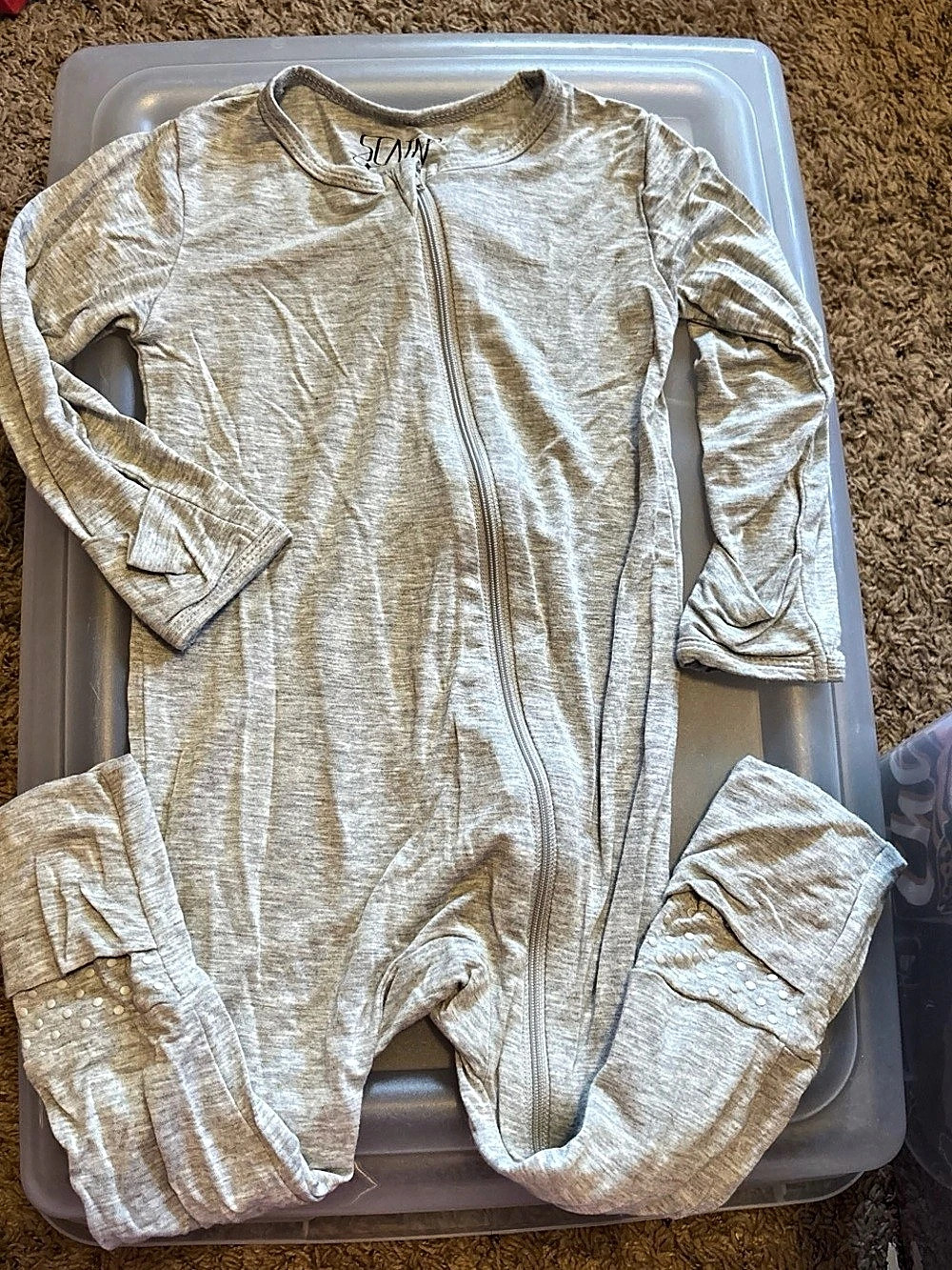 Sloan Footed One-Piece Gray Baby 12-18M Like New